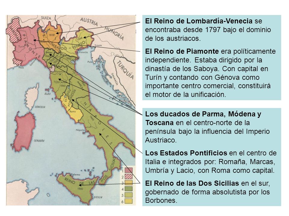 El Reino de Lombardía-Venecia se encontraba desde 1797 bajo el dominio de los austriacos.