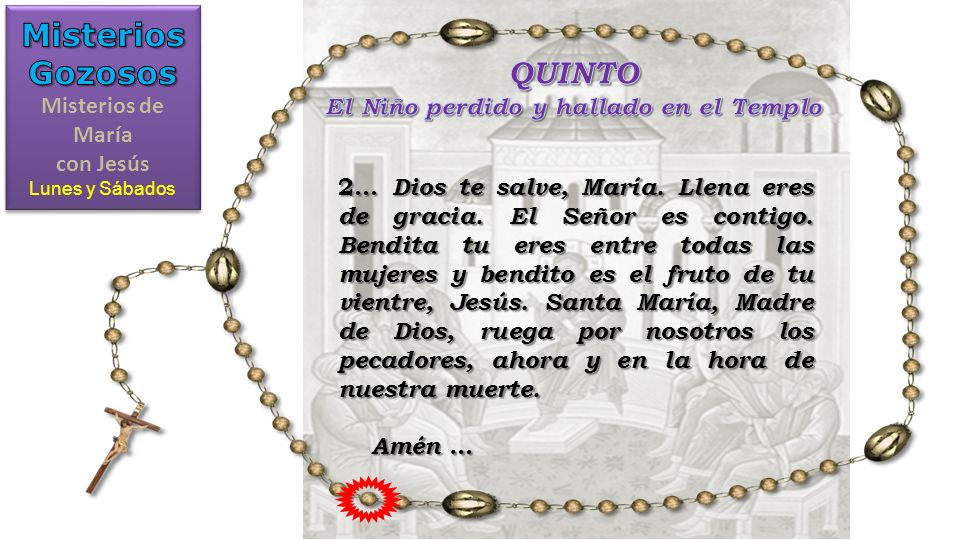 Misterios de María con Jesús El Niño perdido y hallado en el Templo