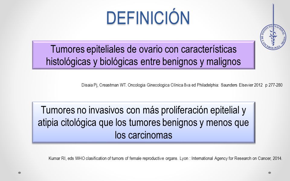 DEFINICIÓN Tumores epiteliales de ovario con características histológicas y biológicas entre benignos y malignos.