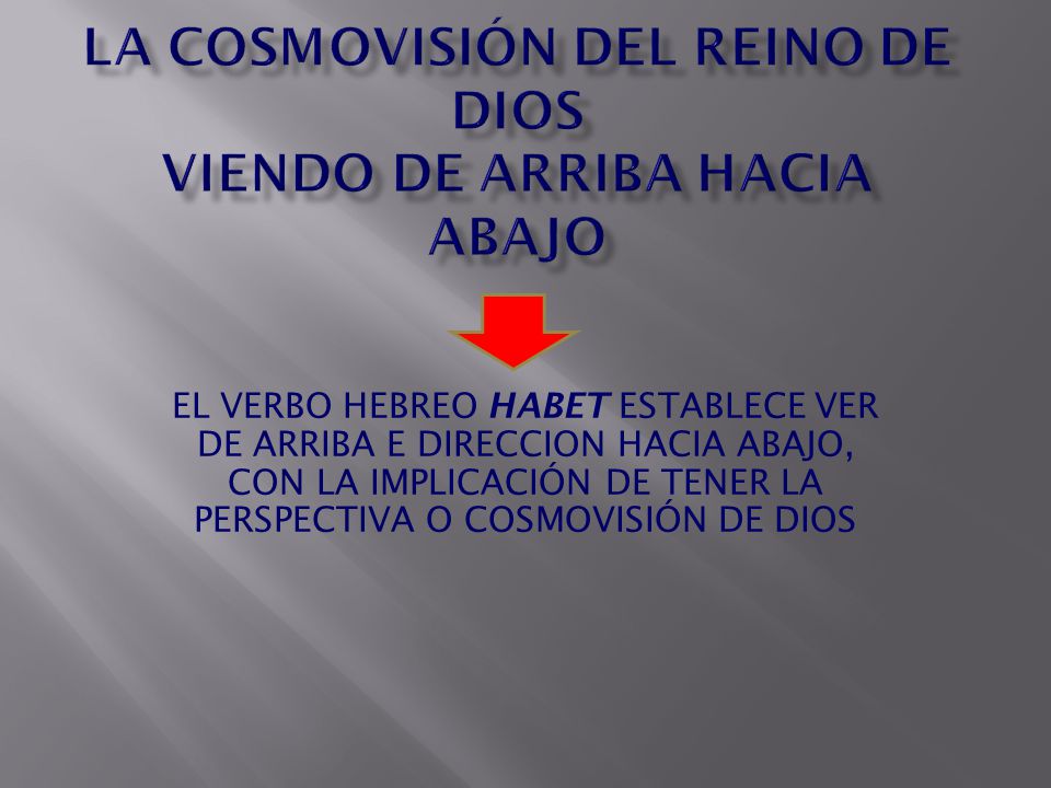 LA COSMOVISIÓN DEL REINO DE DIOS VIENDO DE ARRIBA HACIA ABAJO