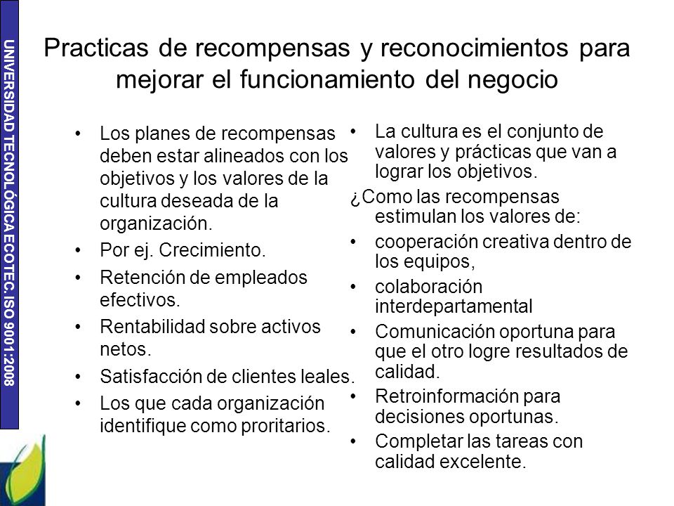 Practicas de recompensas y reconocimientos para mejorar el funcionamiento del negocio