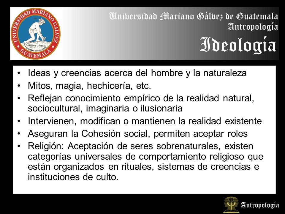 Ideología Ideas y creencias acerca del hombre y la naturaleza