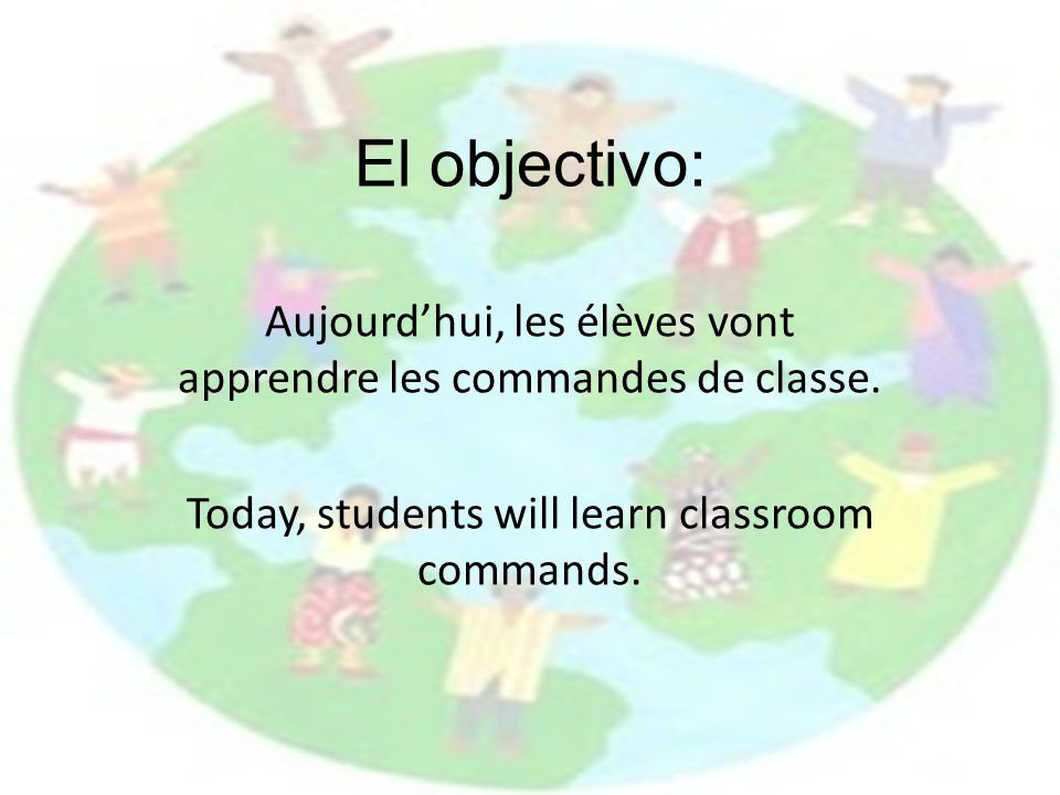 El objectivo: Aujourd’hui, les élèves vont apprendre les commandes de classe.