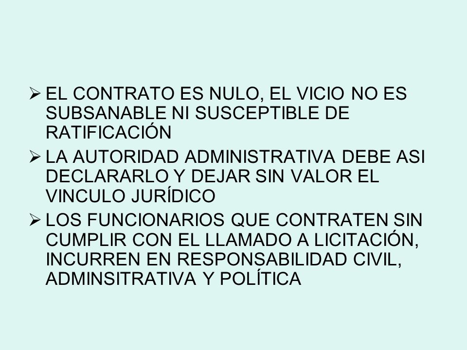 EL CONTRATO ES NULO, EL VICIO NO ES SUBSANABLE NI SUSCEPTIBLE DE RATIFICACIÓN