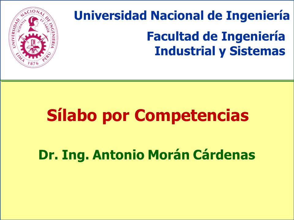 Sílabo por Competencias Dr. Ing. Antonio Morán Cárdenas