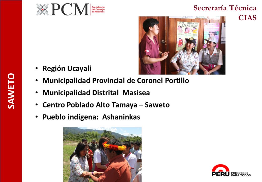 SAWETO Secretaría Técnica CIAS Región Ucayali