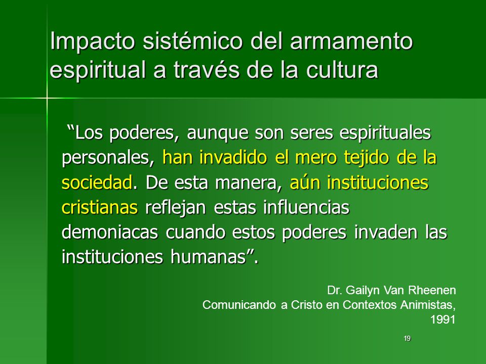 Impacto sistémico del armamento espiritual a través de la cultura