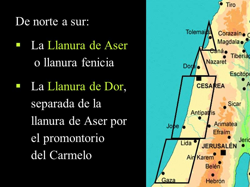 De norte a sur: La Llanura de Aser o llanura fenicia