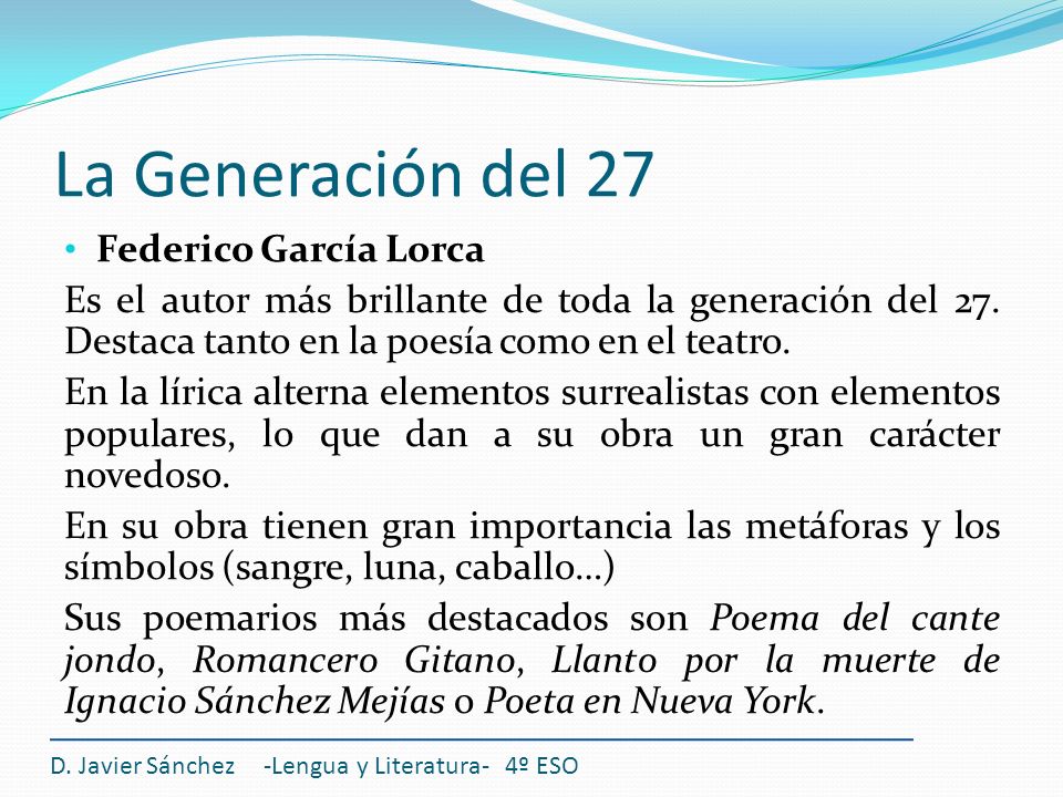 La Generación del 27 Federico García Lorca