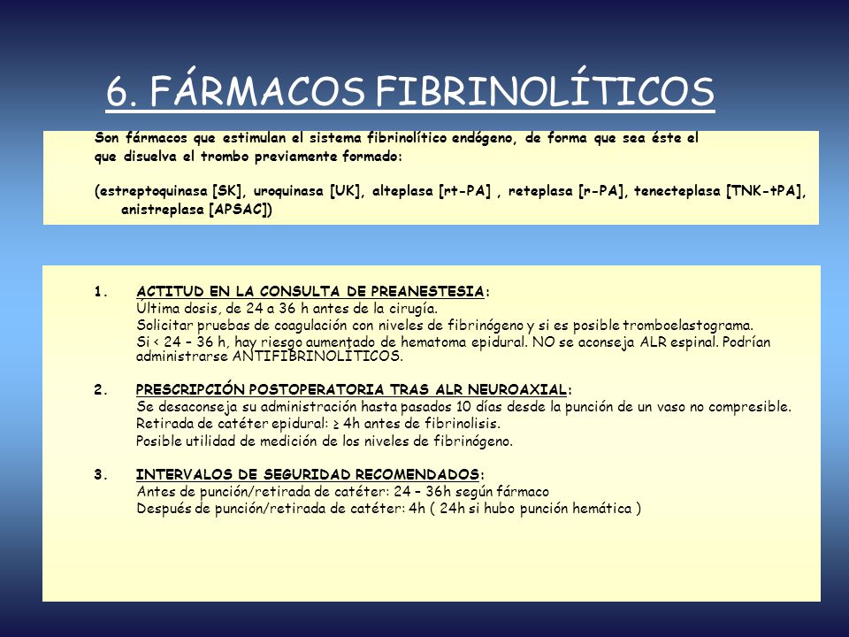6. FÁRMACOS FIBRINOLÍTICOS