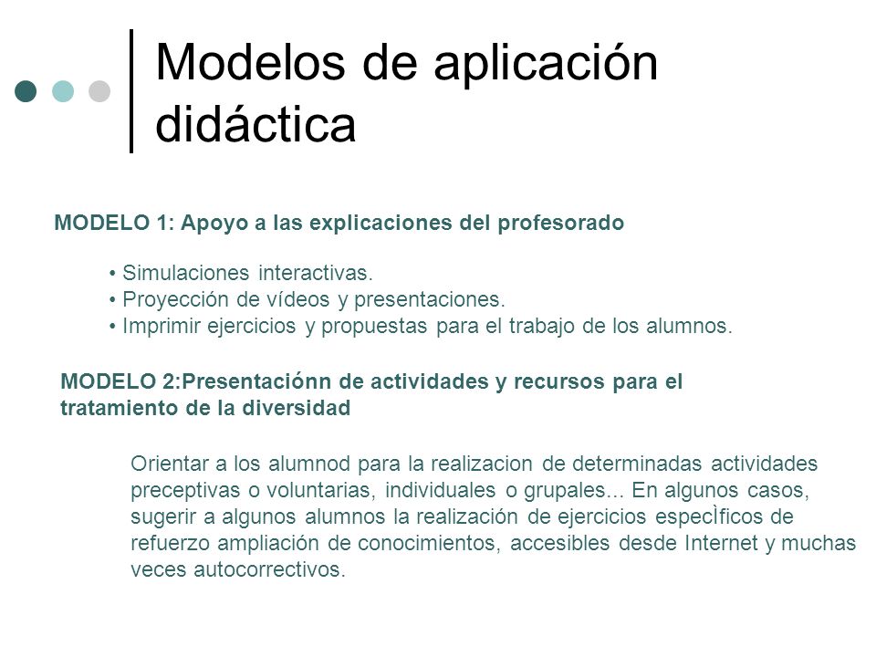 Modelos de aplicación didáctica