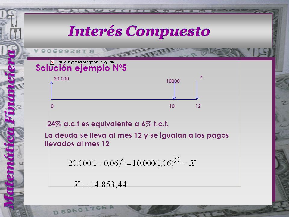Solución ejemplo Nº5 24% a.c.t es equivalente a 6% t.c.t.
