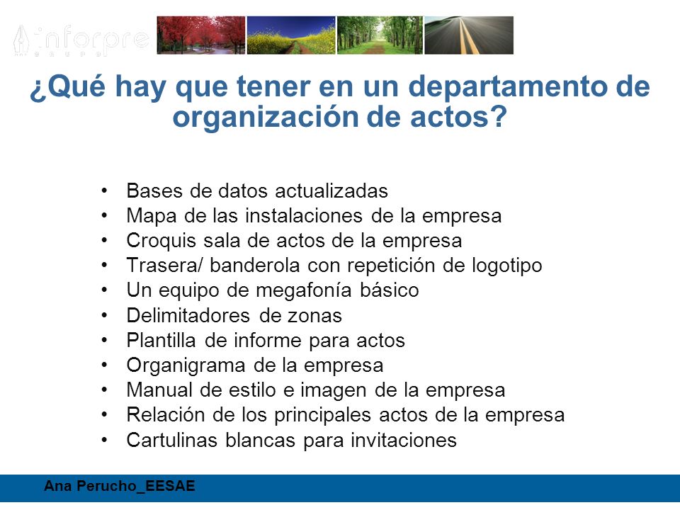 ¿Qué hay que tener en un departamento de organización de actos