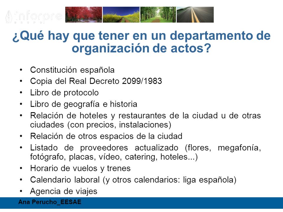 ¿Qué hay que tener en un departamento de organización de actos