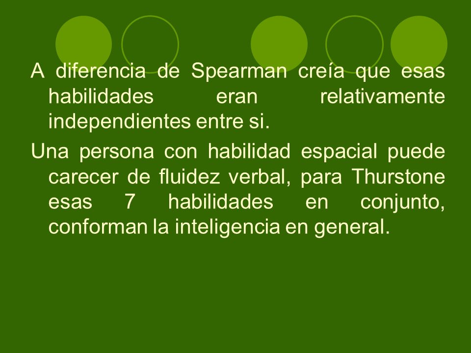 A diferencia de Spearman creía que esas habilidades eran relativamente independientes entre si.