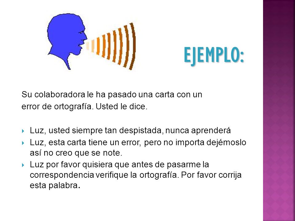 EJEMPLO: Su colaboradora le ha pasado una carta con un