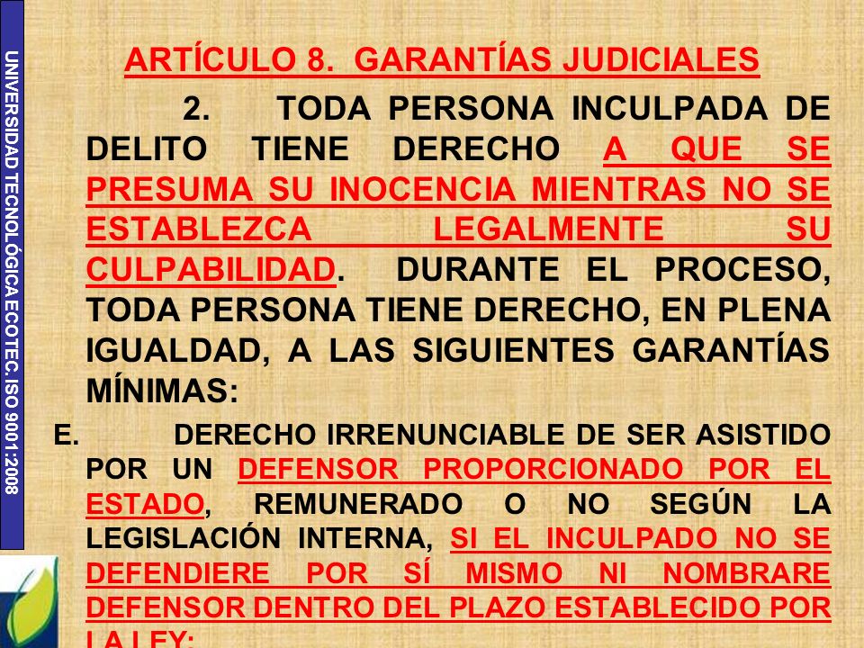 ARTÍCULO 8. GARANTÍAS JUDICIALES