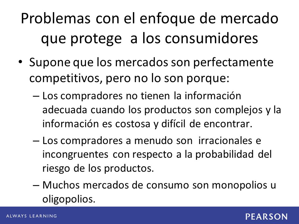 Problemas con el enfoque de mercado que protege a los consumidores