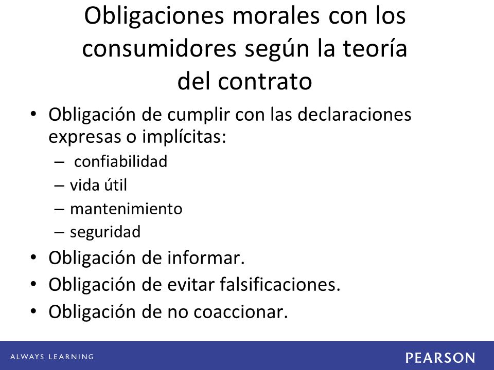 Obligaciones morales con los consumidores según la teoría del contrato