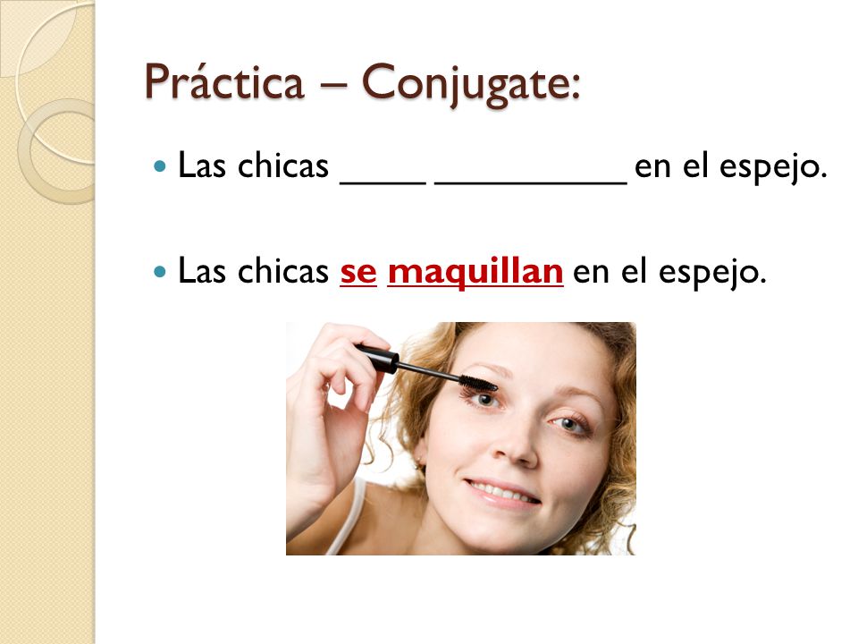 Práctica – Conjugate: Las chicas ____ _________ en el espejo.