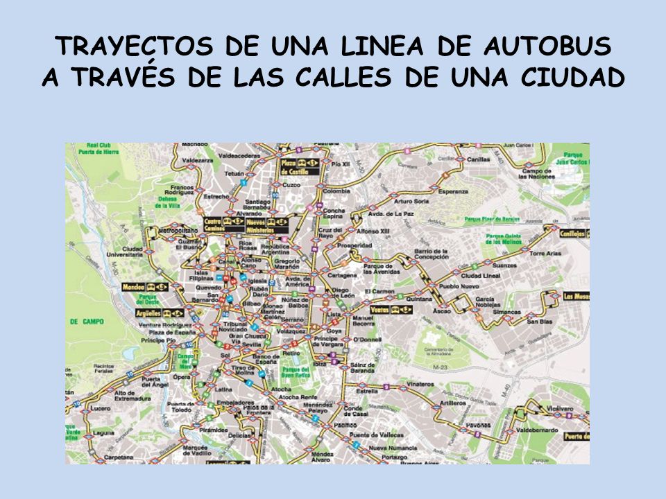 TRAYECTOS DE UNA LINEA DE AUTOBUS A TRAVÉS DE LAS CALLES DE UNA CIUDAD