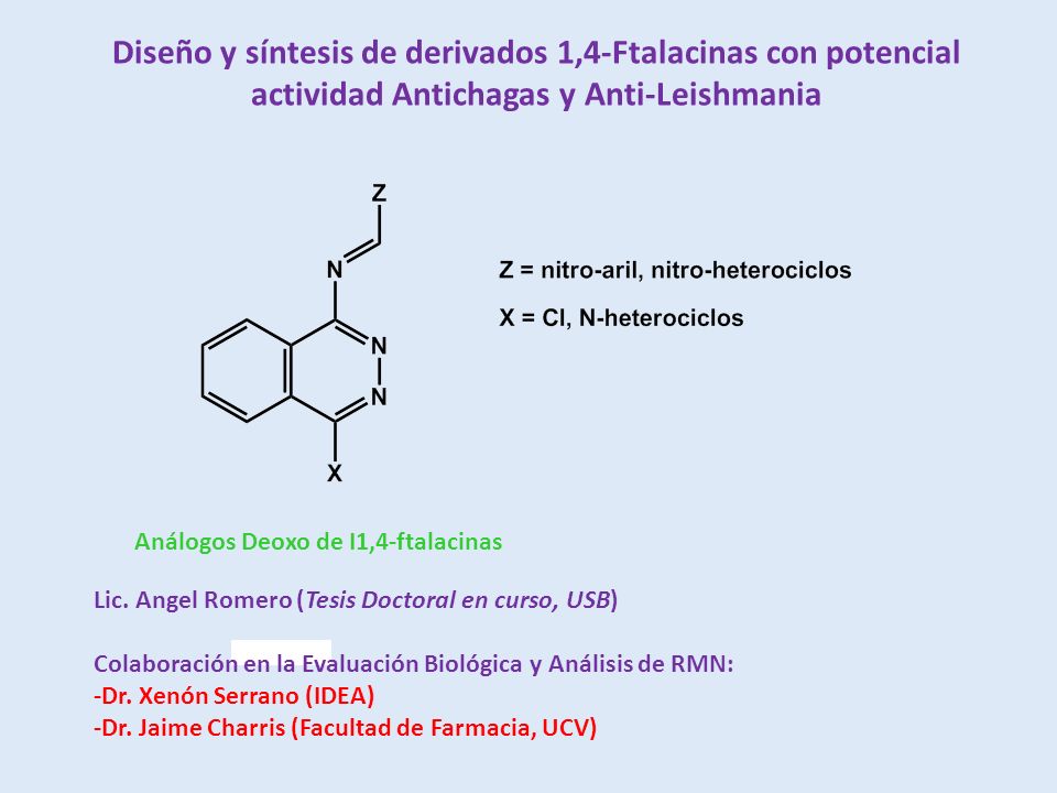 Diseño y síntesis de derivados 1,4-Ftalacinas con potencial actividad Antichagas y Anti-Leishmania