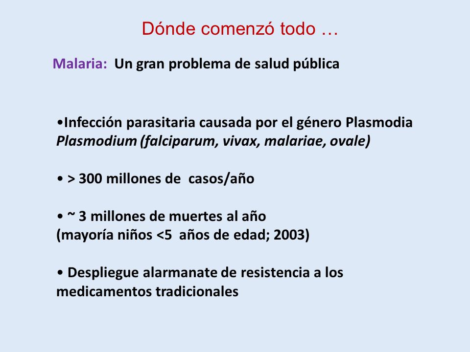 Dónde comenzó todo … Malaria: Un gran problema de salud pública