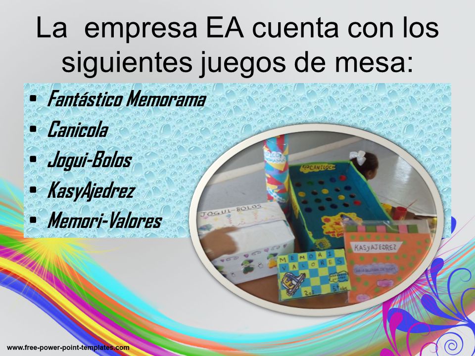 La empresa EA cuenta con los siguientes juegos de mesa: