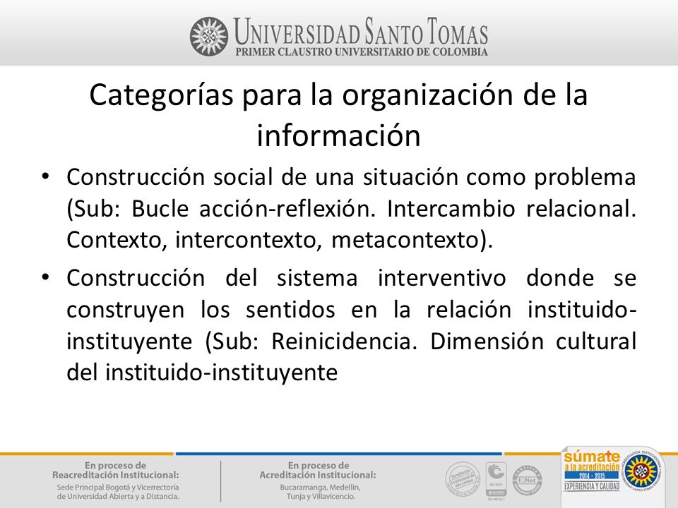 Categorías para la organización de la información