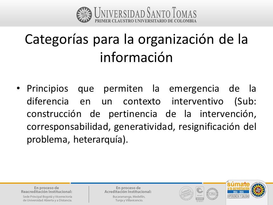 Categorías para la organización de la información