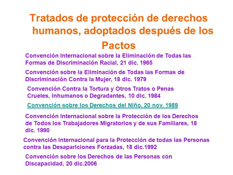 Tratados de protección de derechos humanos, adoptados después de los Pactos