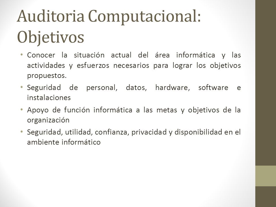 Auditoria Computacional: Objetivos