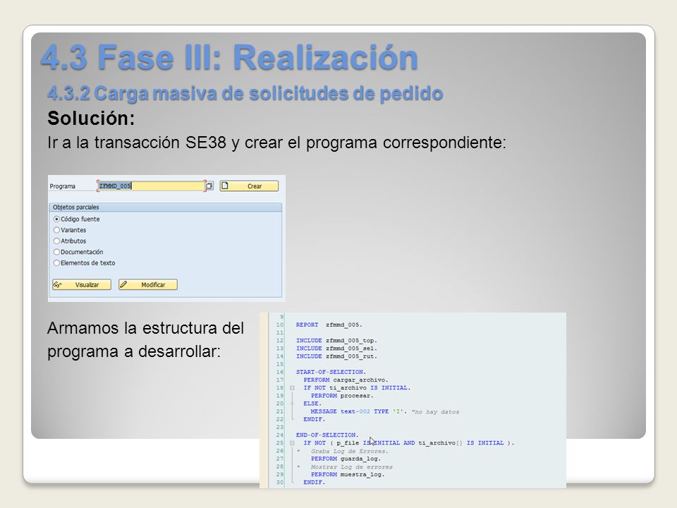 4.3 Fase III: Realización Carga masiva de solicitudes de pedido