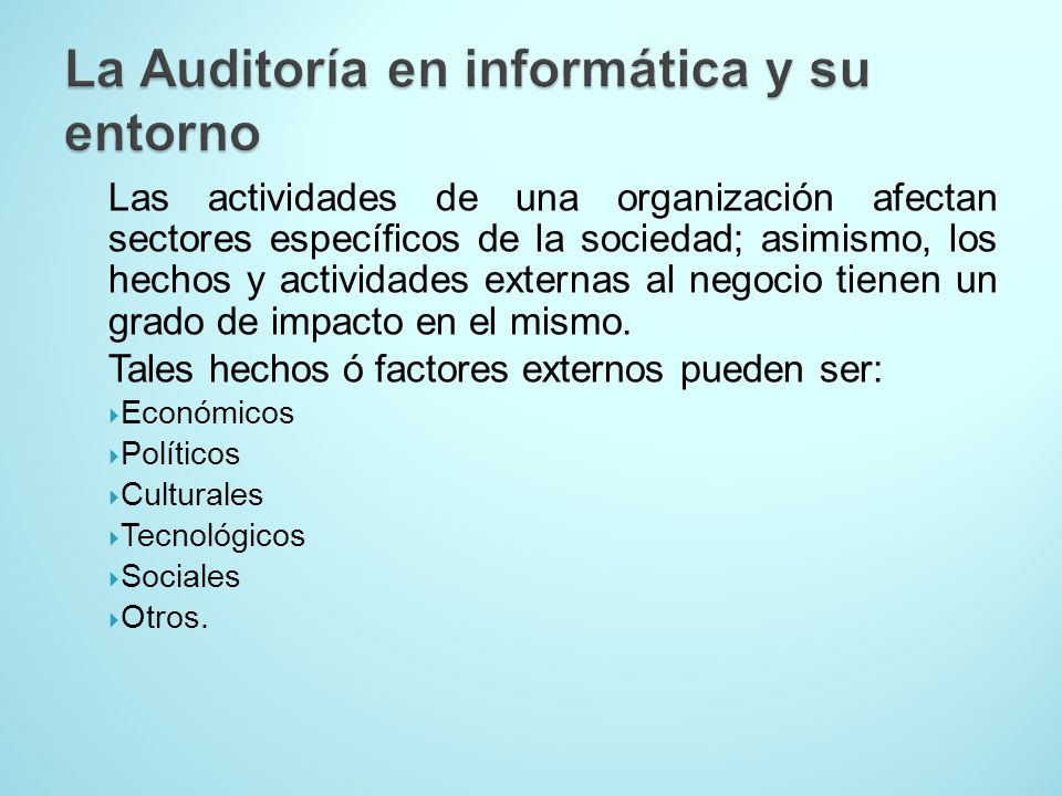 La Auditoría en informática y su entorno