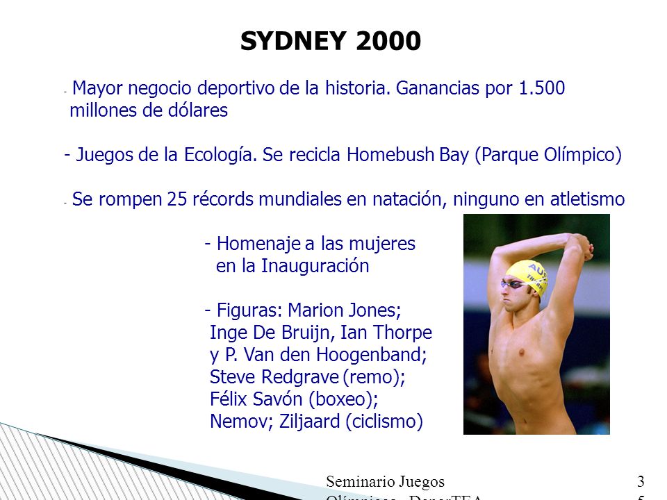 SYDNEY 2000 Mayor negocio deportivo de la historia. Ganancias por millones de dólares.