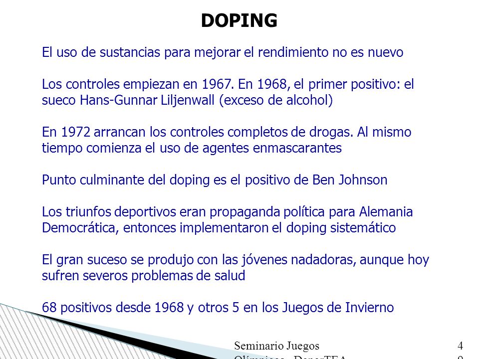 DOPING El uso de sustancias para mejorar el rendimiento no es nuevo