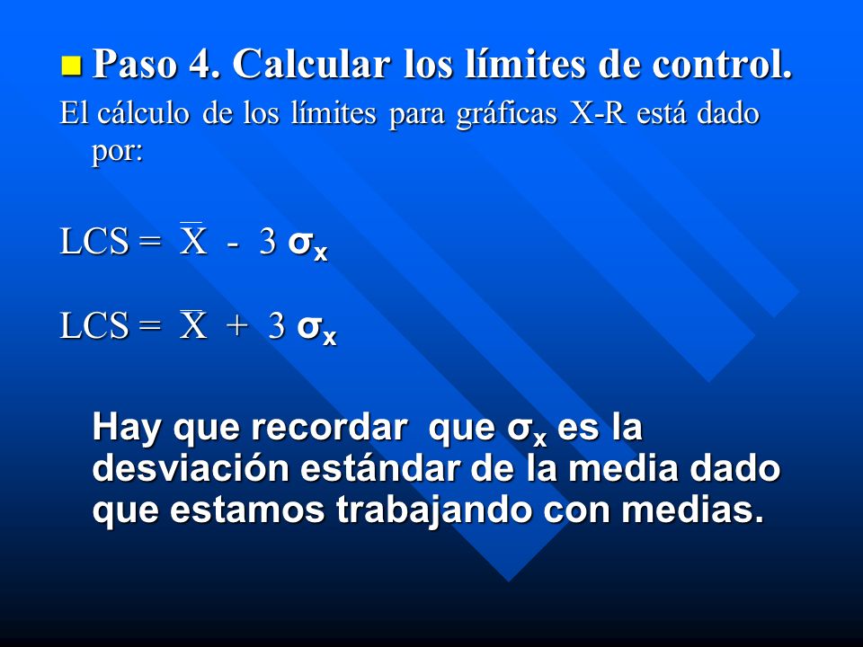 Paso 4. Calcular los límites de control.
