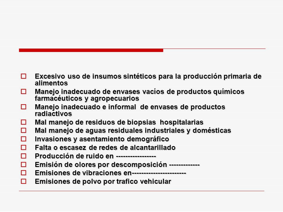 Excesivo uso de insumos sintéticos para la producción primaria de alimentos