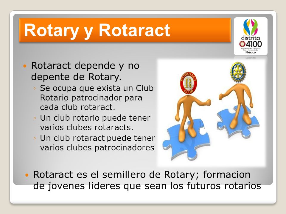 Rotary y Rotaract Rotaract depende y no depente de Rotary.