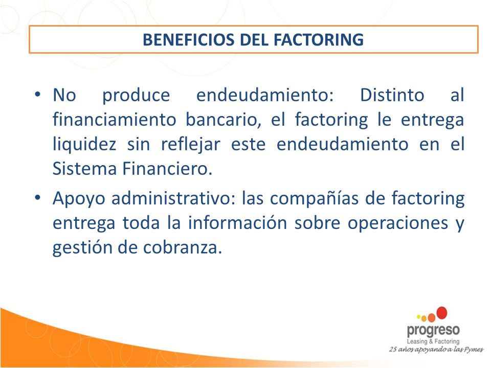 BENEFICIOS DEL FACTORING