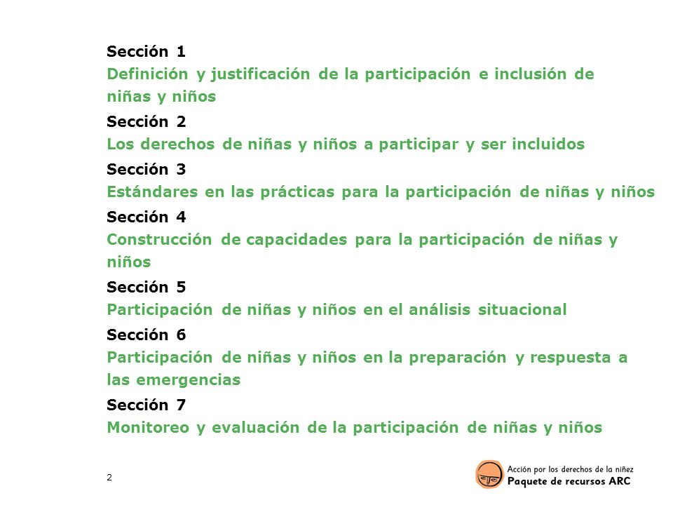 Sección 1 Definición y justificación de la participación e inclusión de niñas y niños