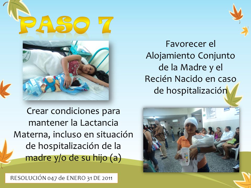 PASO 7 Favorecer el Alojamiento Conjunto de la Madre y el Recién Nacido en caso de hospitalización.