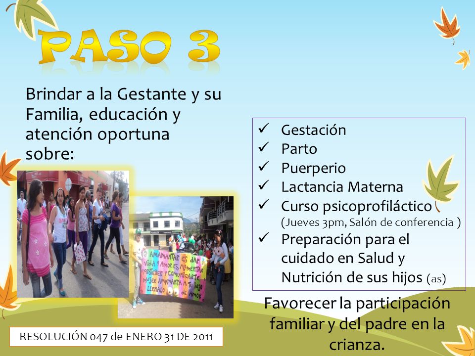 Favorecer la participación familiar y del padre en la crianza.