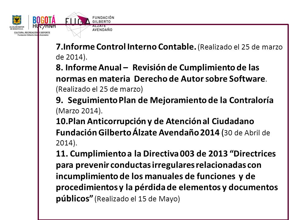 7.Informe Control Interno Contable. (Realizado el 25 de marzo de 2014).
