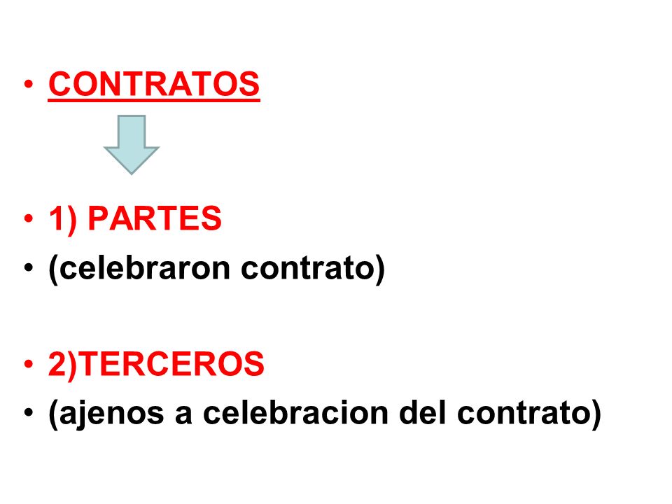 CONTRATOS 1) PARTES (celebraron contrato) 2)TERCEROS (ajenos a celebracion del contrato)