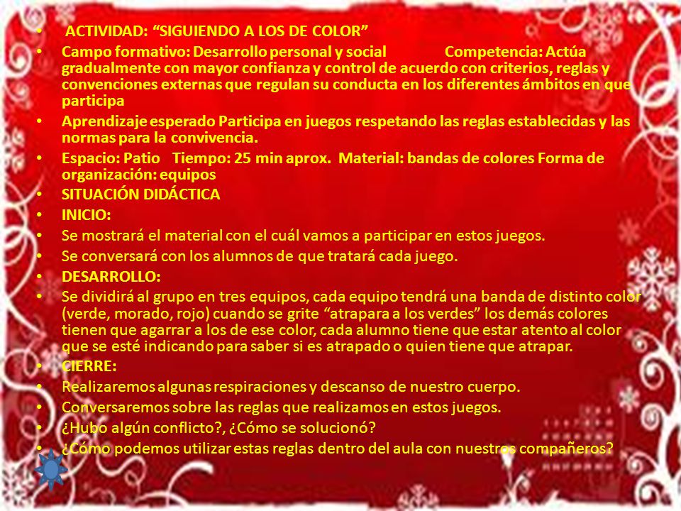 ACTIVIDAD: SIGUIENDO A LOS DE COLOR
