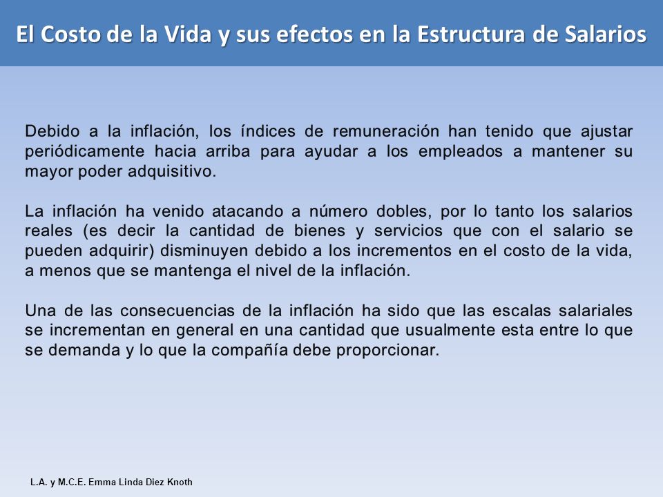 El Costo de la Vida y sus efectos en la Estructura de Salarios