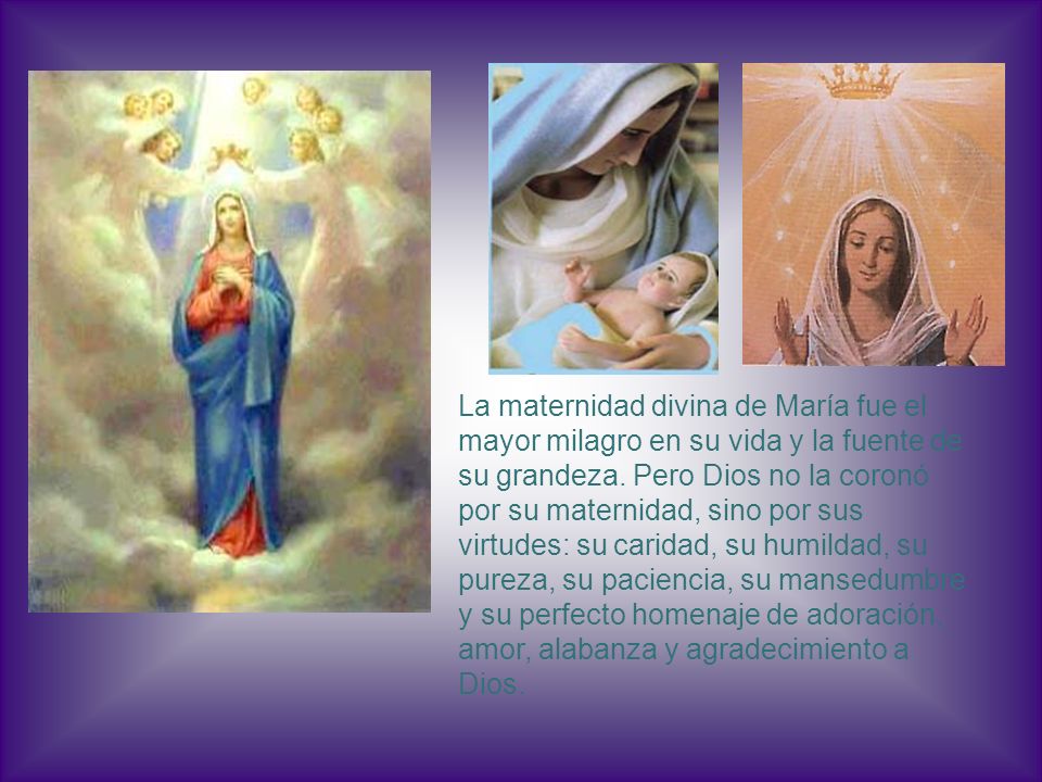 La maternidad divina de María fue el mayor milagro en su vida y la fuente de su grandeza.