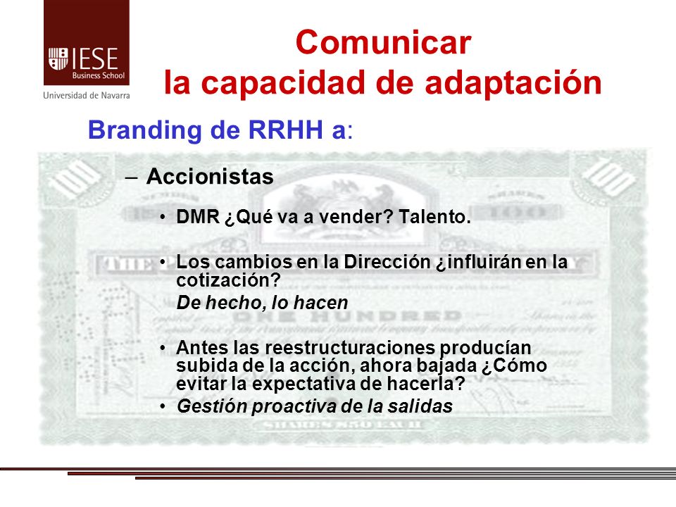 Comunicar la capacidad de adaptación