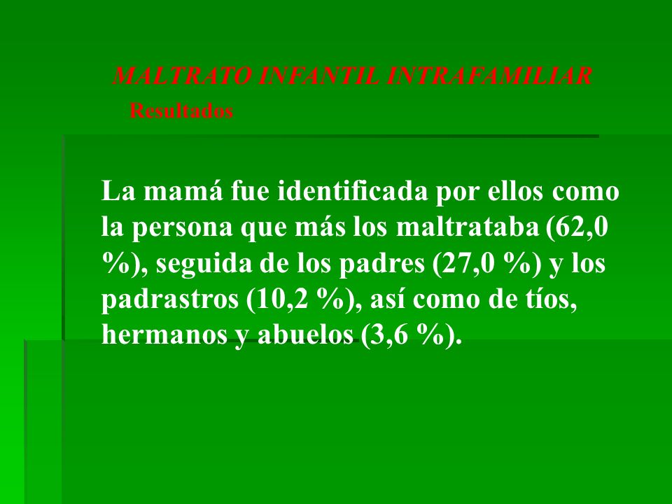 padrastros (10,2 %), así como de tíos, hermanos y abuelos (3,6 %).